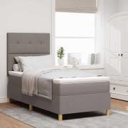 vidaXL Bäddfjäder med madrass med huvudgavel Taupe 90 x 190 cm tyg