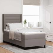 vidaXL LED Box Säng med madrass med huvudgavel Taupe 90 x 190 cm tyg