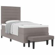 vidaXL Bäddfjäder med huvudgavel Taupe 90 x 190 cm tyg