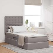 vidaXL Förvaringssäng med LED med madrass Taupe 90 x 190 cm Polyester