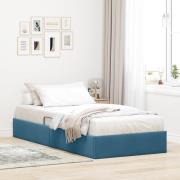 vidaXL Ottoman Sängram med lagring Mörkblå 90 x 190 cm Sammet