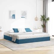 vidaXL Ottoman Sängram med lagring Mörkblå 200 x 200 cm Sammet