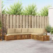 vidaXL Utomhussoffset med kudde Naturlig och Beige 273 x 213,5 x 73 cm