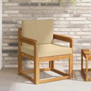 vidaXL Utomhussoffa Massivt akaciaträ och polyester Naturfärg