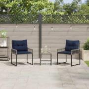 vidaXL Utemöbelset med kudde 3 pcs Grå och Marinblå