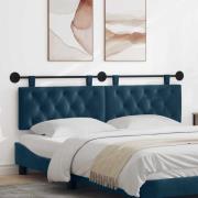 vidaXL Hängande Huvudgavel Väggmonterad Blå 170 x 55 x 7 cm Sammet