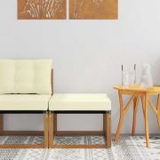 vidaXL Utomhuspall Massivt akaciaträ och Textilene-tyg Naturfärg