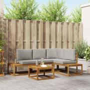 vidaXL Utomhussoffset med kudde 5 Stycke Naturlig och Ljus Grå