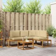 vidaXL Utomhussoffset med kudde 5 Stycke Naturlig och Beige