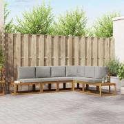 vidaXL Utomhussoffset med kudde 6 Stycke Naturlig och Ljus Grå