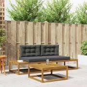 vidaXL Utomhussoffset med kudde 3 Stycke Naturlig och Antracit