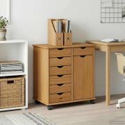 vidaXL Rullande skåp Honung brun 63,5 x 39 x 65,5 cm Massiv furu