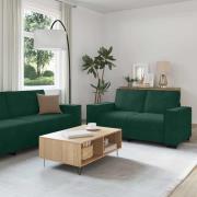 vidaXL Soffgrupp med dynor 3 delar mörkgrön sammet