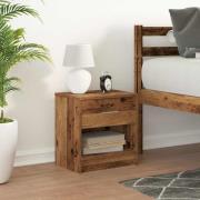 vidaXL Sängbord med låda åldrat trä 39x28x41 cm