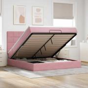 vidaXL Ottoman sängram med madrasser rosa 160x200 cm sammet