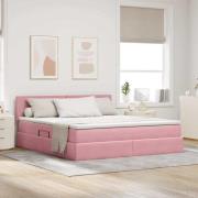 vidaXL Förvaringssäng med madrass med lagring Rosa 160 x 200 cm Sammet