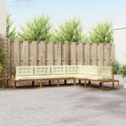 vidaXL Utomhussoffset 6 Stycke Naturlig och Grädde