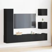 vidaXL TV-bänkset 6 pcs Svart Ek 160 x 30 x 30,5 cm Konstruerat trä