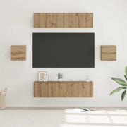 vidaXL TV-bänkset Väggmonterad 6 pcs Artisan Ek Konstruerat trä