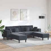 vidaXL Soffa 3 pcs Mörkgrå 250 x 188 x 76 cm Sammet