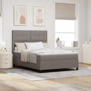 vidaXL Bäddfjäder med madrass med led Taupe 140 x 200 cm tyg