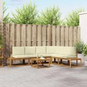 vidaXL Utomhussoffset med kudde 7 Stycke Naturlig och Grädde