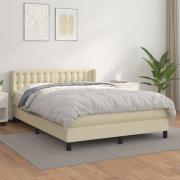 vidaXL Ramsäng med bäddmadrass gräddvit 140x190 cm konstläder