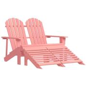 vidaXL Adirondackstol med fotpall 2-sits granträ rosa