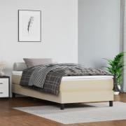 vidaXL Ramsäng med madrass gräddvit 90x190cm konstläder