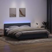 vidaXL Resårsäng med madrass och LED mörkgrå 180x220 cm sammet