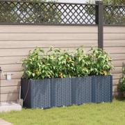 vidaXL Trädgårdsplanterare 4 pcs Grå 160 x 40 x 52 cm Plast