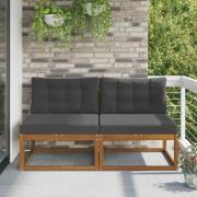 vidaXL Utomhus Mellansoffa 2 Stycke Naturfärg Massivt Akaciaträ