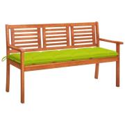 vidaXL Trädgårdsbänk 3-sits med dyna 150 cm massivt eukalyptusträ
