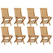 vidaXL Trädgårdsstolar med beige dynor 8 st massiv teak