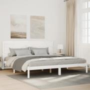 vidaXL Sängram utan madrass extra lång vit 180x220 cm massivt trä
