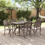 vidaXL Trädgårdsmöbelset 7 pcs Brons Aluminium