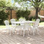 vidaXL Trädgårdsmöbelset 7 pcs Vit Aluminium