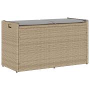 vidaXL Förvaringsbänk för utomhusbruk dyna beige 100 cm konstrotting
