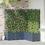 vidaXL Trädgårdsplanterare 5 pcs Grå 120 x 120 x 143 cm Plast