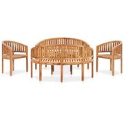 vidaXL Loungegrupp för trädgården 5 delar bananformad massivt teakträ