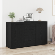 vidaXL Sideboard med låda Svart Ek 120 x 36 x 69 cm Konstruerat trä