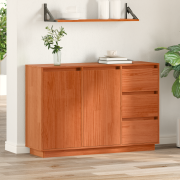 vidaXL Sideboard med låda Brun Ek 111 x 34 x 75 cm Massiv furu