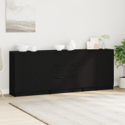 vidaXL Sideboard 3 pcs Svart Ek 180 x 30 x 70 cm Konstruerat trä