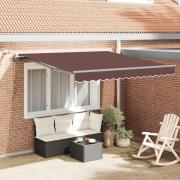vidaXL Markis automatiskt infällbar med LEDs brun 300x250 cm