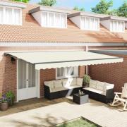 vidaXL Markisram Kräm 500 × 300 cm Polyester med PU-beläggning