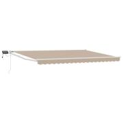 vidaXL Manuell utdragbar markis med LED-lampor Beige och vit 4,5 × 3 m