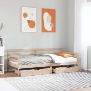 vidaXL Dagbädd med lådor 90x190 cm massiv furu