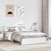 vidaXL Sängram med huvudgavel utan madrass vit 120x200 cm