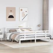 vidaXL Sängram med huvudgavel utan madrass vit 180x200 cm