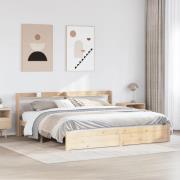 vidaXL Sängram med huvudgavel 180x200 cm massiv furu